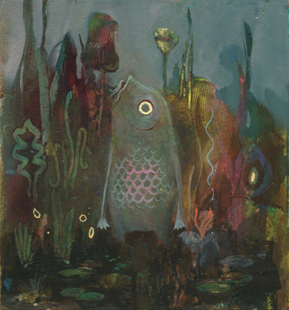 "Fischmann", Mixed Media auf Karton, 19,5x20cm, 650€
