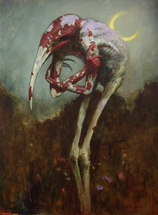 "Kranich", Öl auf Leinwand, 92x120cm, 6000€