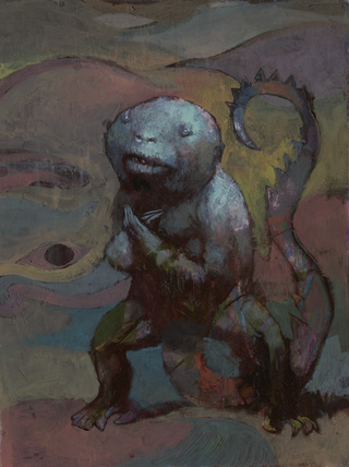 "Mooki Echsenmann", Mixed Media auf Malkarton, 34x43cm, 870€