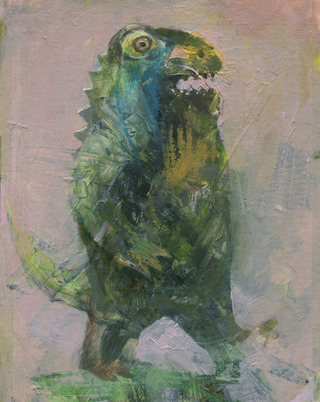 "Saurier", Mixed Media auf Karton, 16x20,5cm, 450€