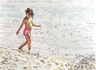 Strandlaeuferin 2020 24 x 32 cm Acryl auf Papier