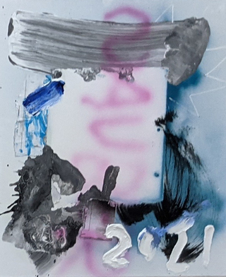 "nothing lost III",  Acryl, Öl und Papier / Leinwand, 55x45cm, 2021, 1700,-