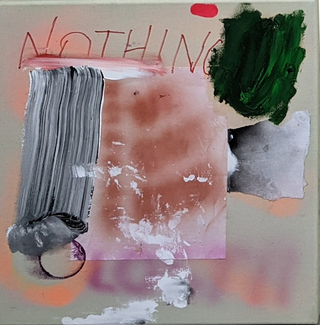 "nothing lost II",  Acryl, Öl und Papier / Leinwand, 2021, 50x45cm,1700,-