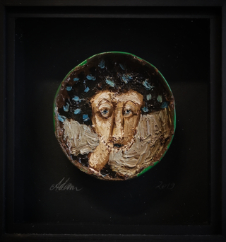 Dame mit Hut und Gebiss,   17 x 17 cm, 210 €