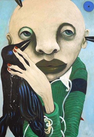 Drei Raben, Öl auf Leinwand, 70 x 100 cm, 1200 €