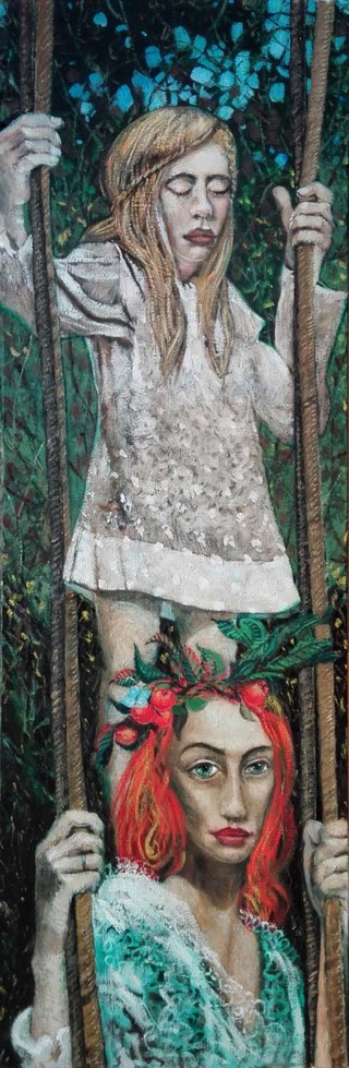 Frühlingssprung, Öl auf Leinwand, 180 x 75 cm, 1750 €