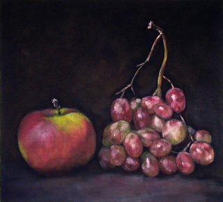 "Apfel und Trauben", Öl /Leinwand 61 x 67 cm, 850€