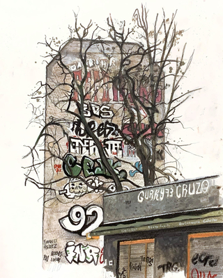 Fliegendes Graffiti_Buntsifte, Öl auf Papier 40x30cm 480€