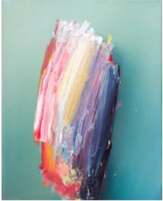 ANGELEHNT, 2022, 30 x 24 cm, Öl auf Leinwand, 1100€