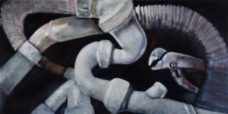 "der anarchistische Klempner", Öl / Leinwand, 84x168cm, 3800€