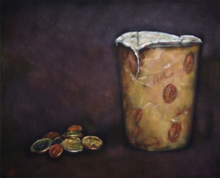 "Bettelbecher", Öl / Leinwand, 60x74cm, 2800€