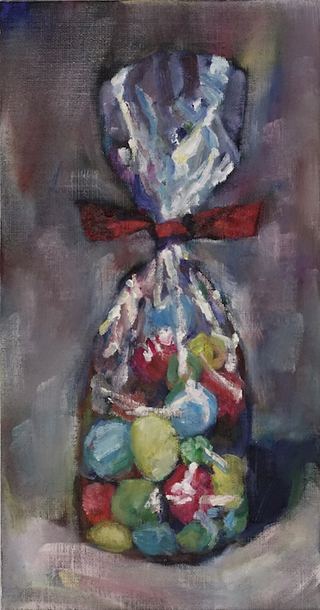 "bunte Tüte", Öl / Leinwand, 40x21cm, 980€