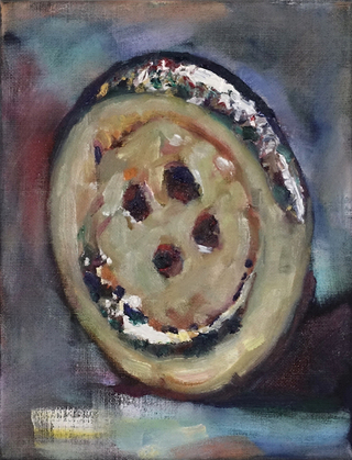 "goldener Knopf", Öl / Leinwand, 28x22cm, 1600€