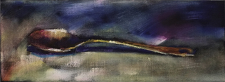 "kleiner goldener Löffel", Öl / Leinwand, 14,5x40cm, 1650€
