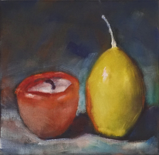 "zwei Kerzen", Öl / Leinwand, 24x25cm, 1200€