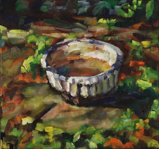 "Vogelbad", Öl / Leinwand, 36x38cm
