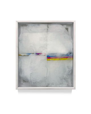 "a butterfly will never be a caterpiller again II", 35 x 30cm, Epoxidharz, Pigmente, Acryl, Papier und Pappe, 2600,-