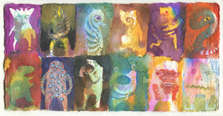 "12 Figuren", Mixed Media auf Karton, 30x15cm, 670€